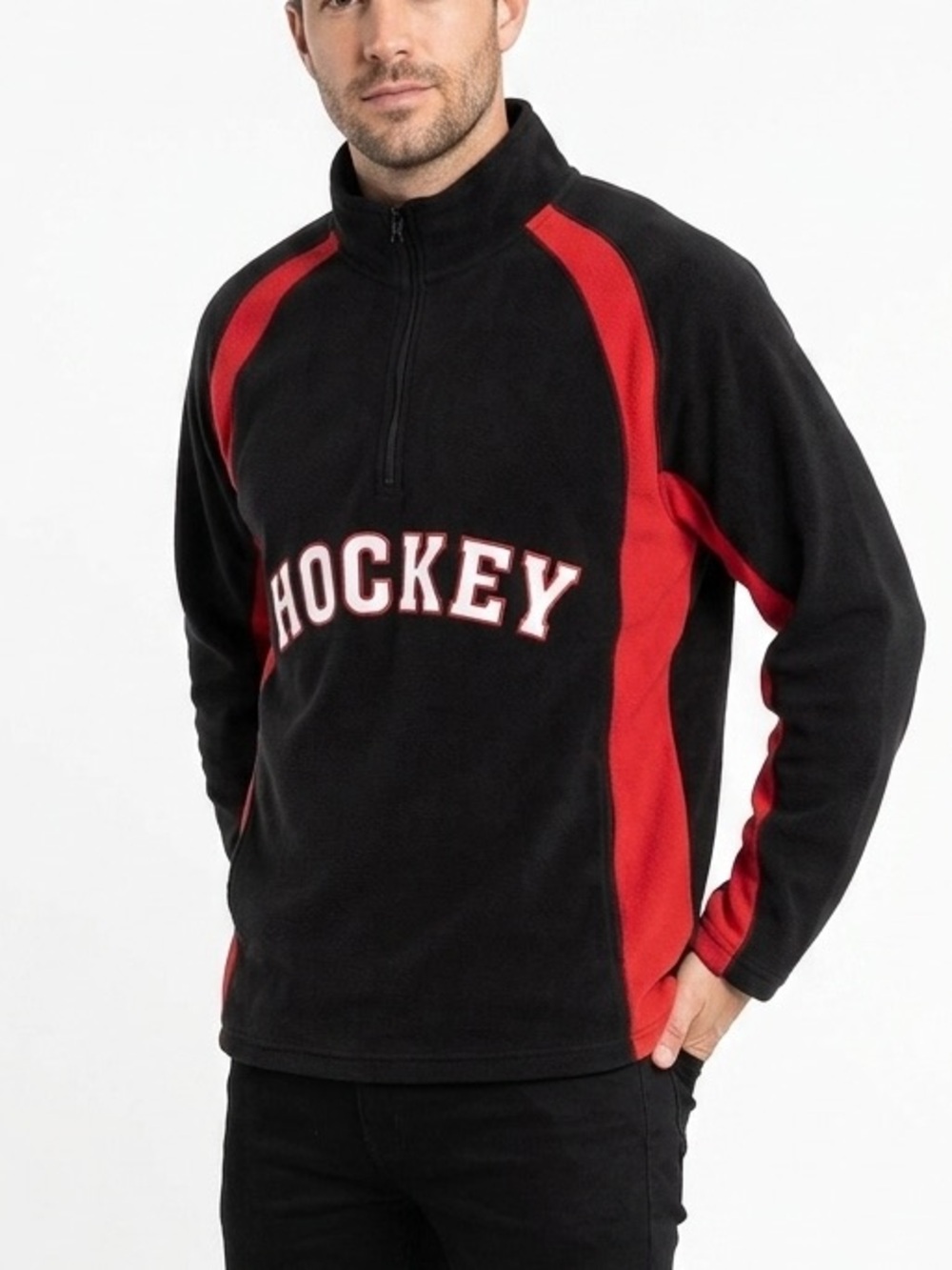 WILSON Men’s Hockey Fleece Pullover Black Red Ultra Collection NHL Warm Size XL